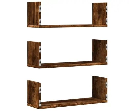 Sienas Plaukti, 3 Gab., Ozola, 58X18X18 Cm, Inženierijas Koks Vidaxl