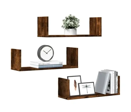 Sienas Plaukti, 3 Gab., Ozola, 58X18X18 Cm, Inženierijas Koks Vidaxl