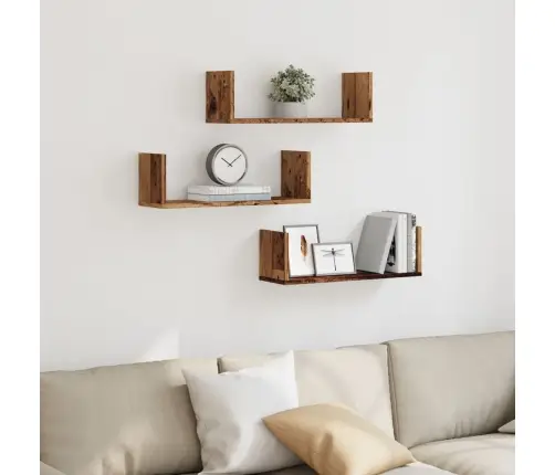 Sienas Plaukti, 3 Gab., 58X18X18 Cm, Inženierijas Koks Vidaxl