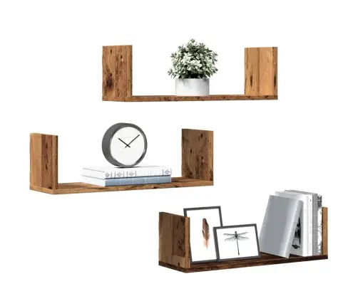 Sienas Plaukti, 3 Gab., 58X18X18 Cm, Inženierijas Koks Vidaxl