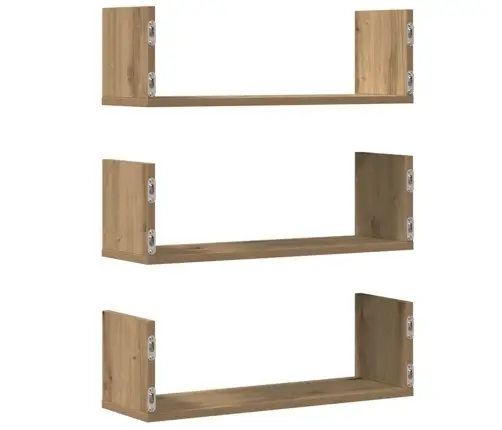 Sieninės Lentynos, 3Vnt., Artisano Ąžuolo, 58X18X18cm Mediena