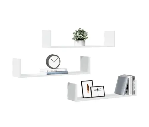 Sienas Plaukti, 3 Gab., 80X18X18 Cm, Balti, Inženierijas Koks Vidaxl