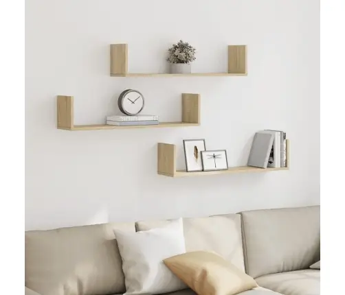 Seinariiulid 3 Tk, Sonoma Tamm, 80X18X18 cm Tehispuit