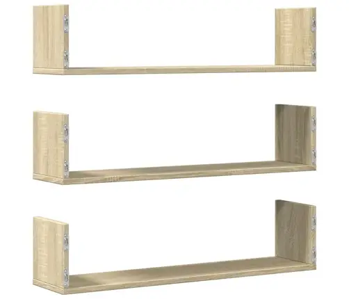 Seinariiulid 3 Tk, Sonoma Tamm, 80X18X18 cm Tehispuit