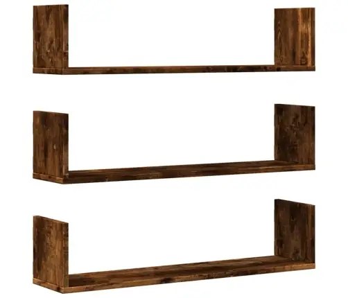 Sienas Plaukti, 3 Gab., Ozola, 80X18X18 Cm, Inženierijas Koks Vidaxl