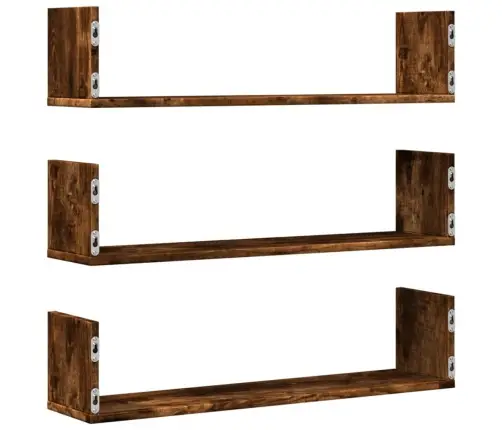 Sienas Plaukti, 3 Gab., Ozola, 80X18X18 Cm, Inženierijas Koks Vidaxl