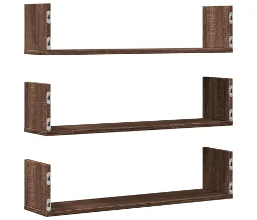 Sieninės Lentynos, 3Vnt., Rudos Ąžuolo, 80X18X18cm Mediena