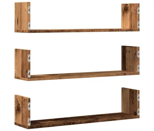 Seinariiulid 3 Tk, Vana Puidu, 80X18X18 cm Tehispuit