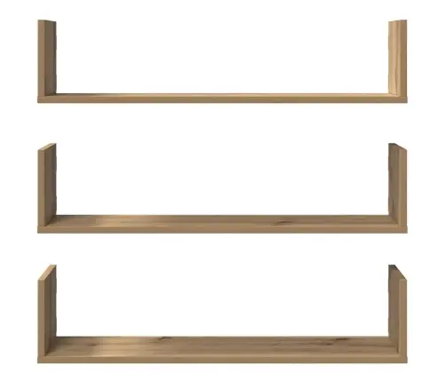 Sienas Plaukti 3 Gab. Koka Krāsa 80X18X18 Cm Inženierijas Koks Vidaxl