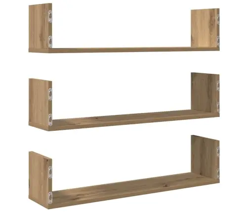 Sienas Plaukti 3 Gab. Koka Krāsa 80X18X18 Cm Inženierijas Koks Vidaxl