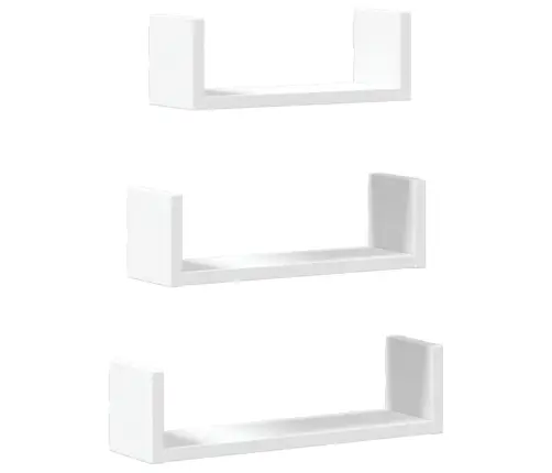 Sienas Plaukti, 3 Gab., Balti, Inženierijas Koks Vidaxl