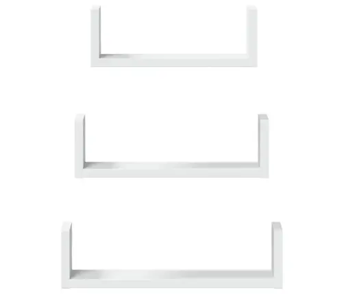 Sienas Plaukti, 3 Gab., Balti, Inženierijas Koks Vidaxl