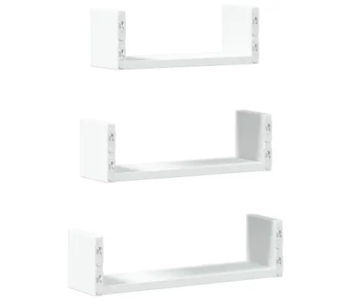 Sienas Plaukti, 3 Gab., Balti, Inženierijas Koks Vidaxl