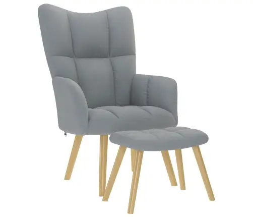 Atpūtas Krēsls Ar Kājsoliņu, Atgāžams, Gaiši Pelēks Audums Vidaxl