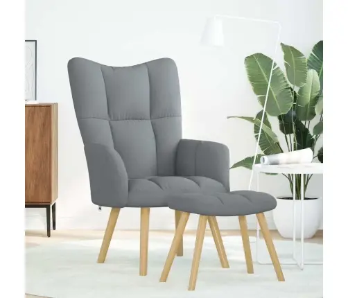 Atpūtas Krēsls Ar Kājsoliņu, Atgāžams, Gaiši Pelēks Audums Vidaxl