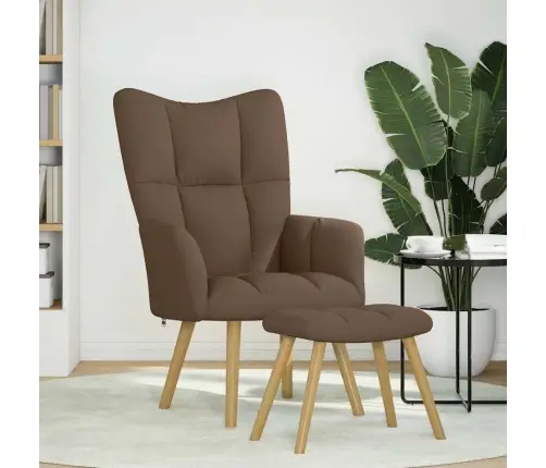 Atpūtas Krēsls Ar Kājsoliņu, Brūns Audums Vidaxl