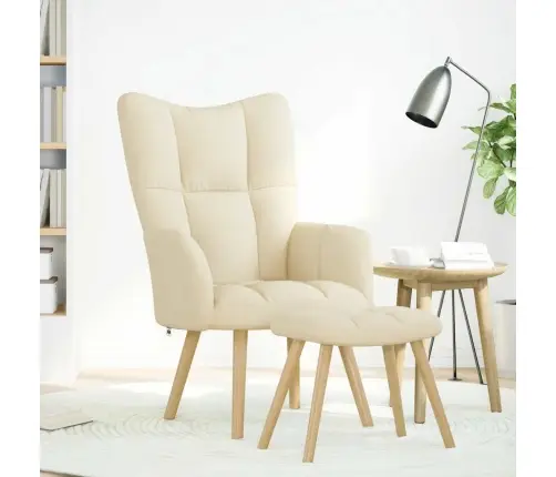 Poilsio Kėdė Su Pakoja, Kreminės Spalvos, Audinys