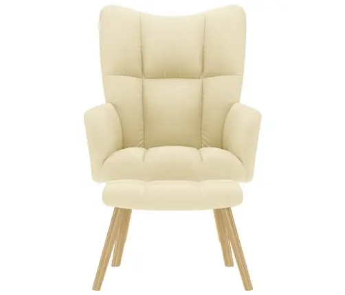 Poilsio Kėdė Su Pakoja, Kreminės Spalvos, Audinys