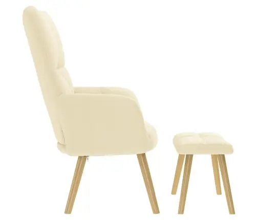 Poilsio Kėdė Su Pakoja, Kreminės Spalvos, Audinys