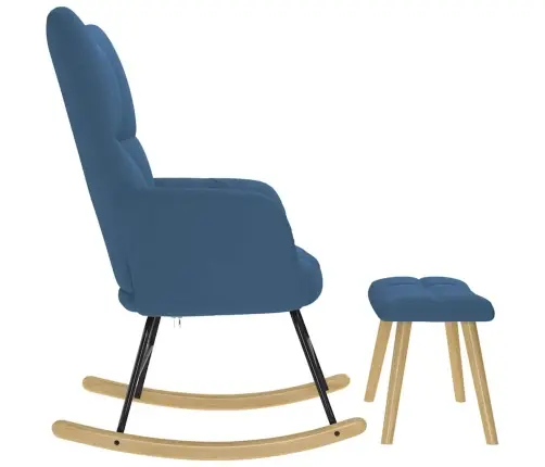 Šūpuļkrēsls Ar Kājsoliņu, Zils Audums Vidaxl