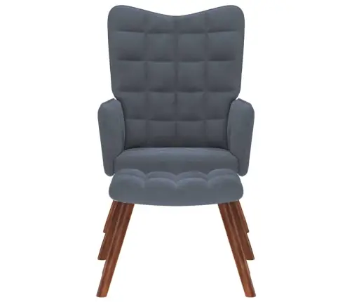 Lõõgastustool Taburetiga, Tumehall Samet Lõõgastustool Taburetiga, Tumehall Samet