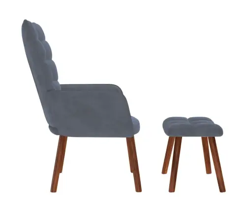 Lõõgastustool Taburetiga, Tumehall Samet Lõõgastustool Taburetiga, Tumehall Samet