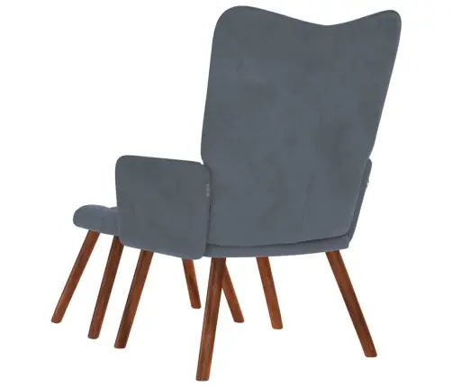 Lõõgastustool Taburetiga, Tumehall Samet Lõõgastustool Taburetiga, Tumehall Samet