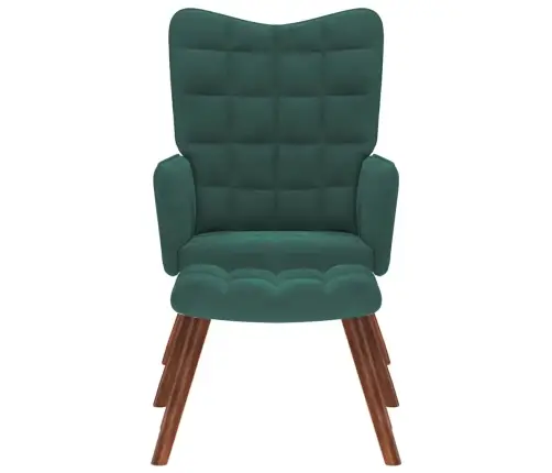 Poilsio Krėslas Su Taburetėle, Tamsiai Žalias, Aksomas