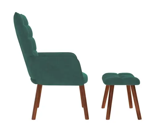 Poilsio Krėslas Su Taburetėle, Tamsiai Žalias, Aksomas