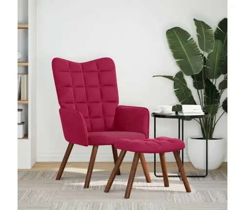 Atpūtas Krēsls Ar Kāju Balstu, Vīnsarkans Samts Vidaxl