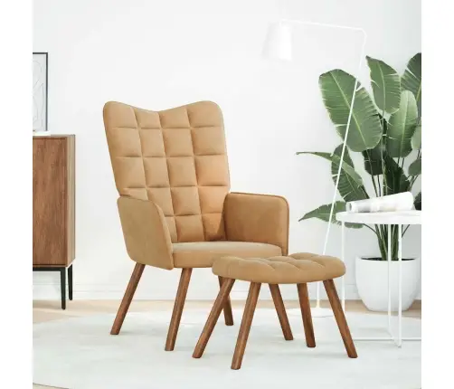 Atpūtas Krēsls Ar Kājsoliņu, Brūns Samts Vidaxl