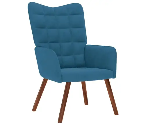 Poilsio Kėdė Su Taburete, Mėlynos Spalvos, Aksomas