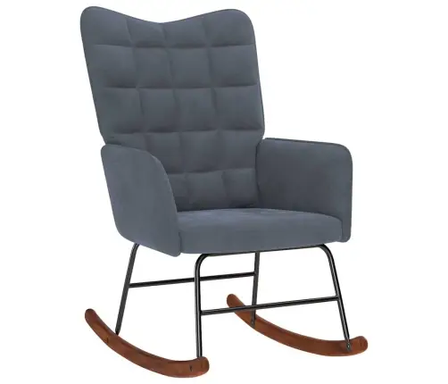 Supamoji Kėdė Su Taburetėle, Tamsiai Pilka, Aksominė