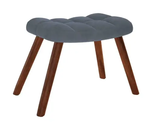 Supamoji Kėdė Su Taburetėle, Tamsiai Pilka, Aksominė