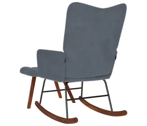 Supamoji Kėdė Su Taburetėle, Tamsiai Pilka, Aksominė