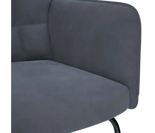 Supamoji Kėdė Su Taburetėle, Tamsiai Pilka, Aksominė