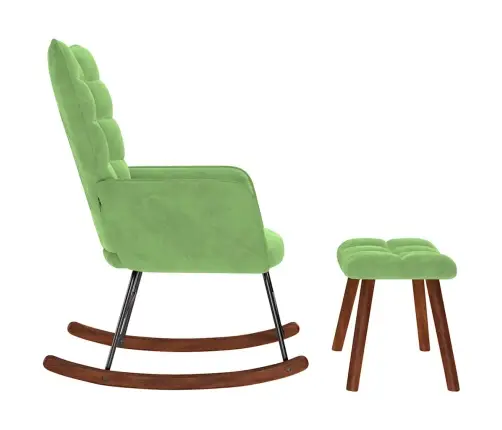 Supama Kėdė Su Taburete Light Green Velvet