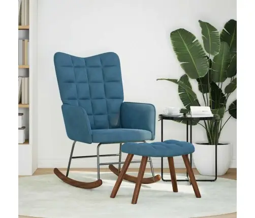 Šūpuļkrēsls Ar Izkārnījumiem Blue Velvet Vidaxl