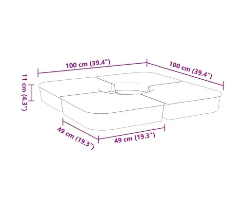 4 Gab. Saulessarga Bāzes Komplekts Krustveida 100 Kg Pp Vidaxl