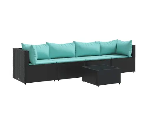 Sodo Komplektas Su Pagalvėlėmis, 5 Dalių, Juodas, Poliratanas