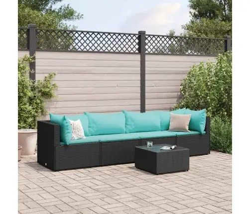 Sodo Komplektas Su Pagalvėlėmis, 5 Dalių, Juodas, Poliratanas