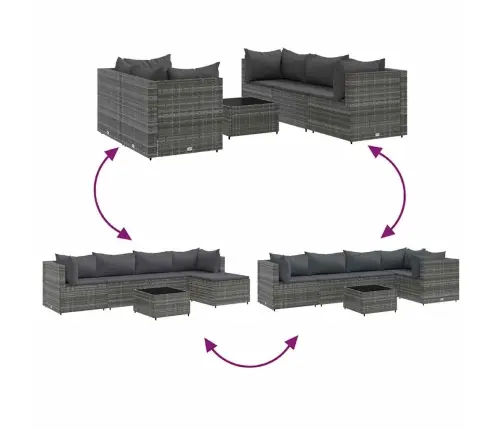 6-Daļīgs Dārza Atpūtas Mēbeļu Komplekts, Pelēka Pe Rotangpalma Vidaxl