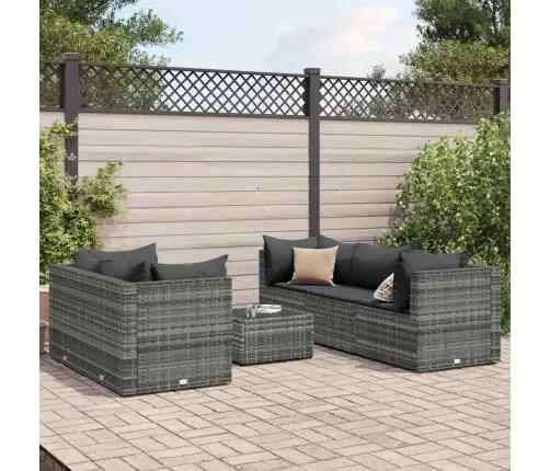 6-Daļīgs Dārza Atpūtas Mēbeļu Komplekts, Pelēka Pe Rotangpalma Vidaxl