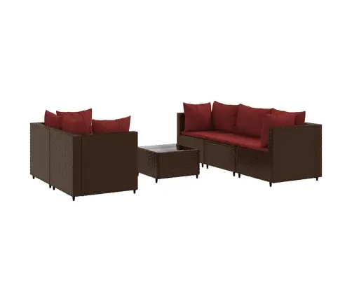 Sodo Komplektas Su Pagalvėlėmis, 6 Dalių, Rudas, Poliratanas