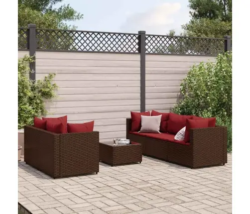 Sodo Komplektas Su Pagalvėlėmis, 6 Dalių, Rudas, Poliratanas