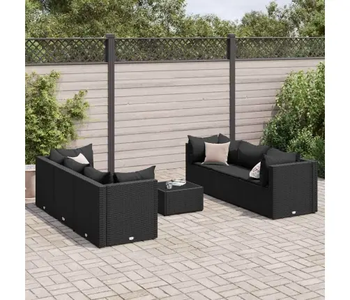 Sodo Komplektas Su Pagalvėlėmis, 7 Dalių, Juodas, Poliratanas