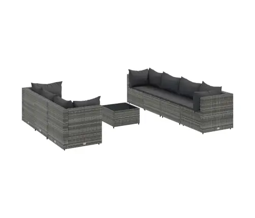 Sodo Komplektas Su Pagalvėlėmis, 8 Dalių, Pilkas, Poliratanas