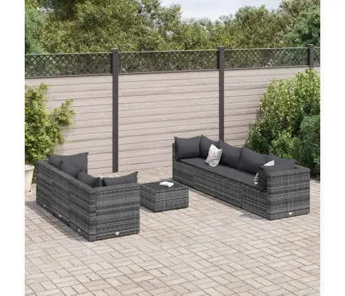 Sodo Komplektas Su Pagalvėlėmis, 8 Dalių, Pilkas, Poliratanas