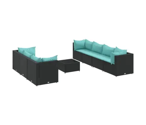 8-Osaline Aiamööbli Komplekt Patjadega, Must, Polürotang