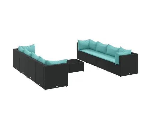9-Osaline Aiamööbli Komplekt Patjadega, Must, Polürotang